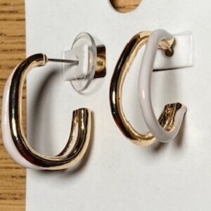 Gold and White Earrings